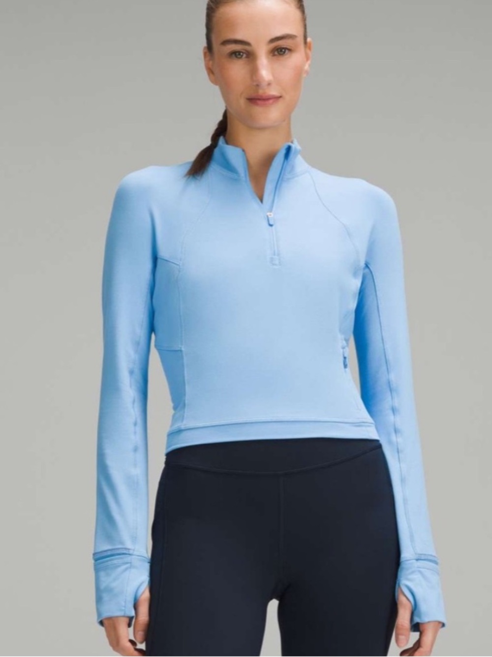 lululemon It’s A Rulu Cropped Half Zip - Aero Blue - 4